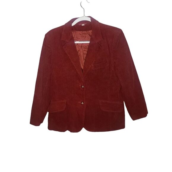Corduroy Blazer Jacket Burgundy vintage - Picture 1 of 8